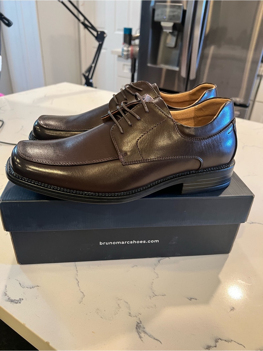 Bruno Marc Men’s Dark Brown Leather Derby Oxfords